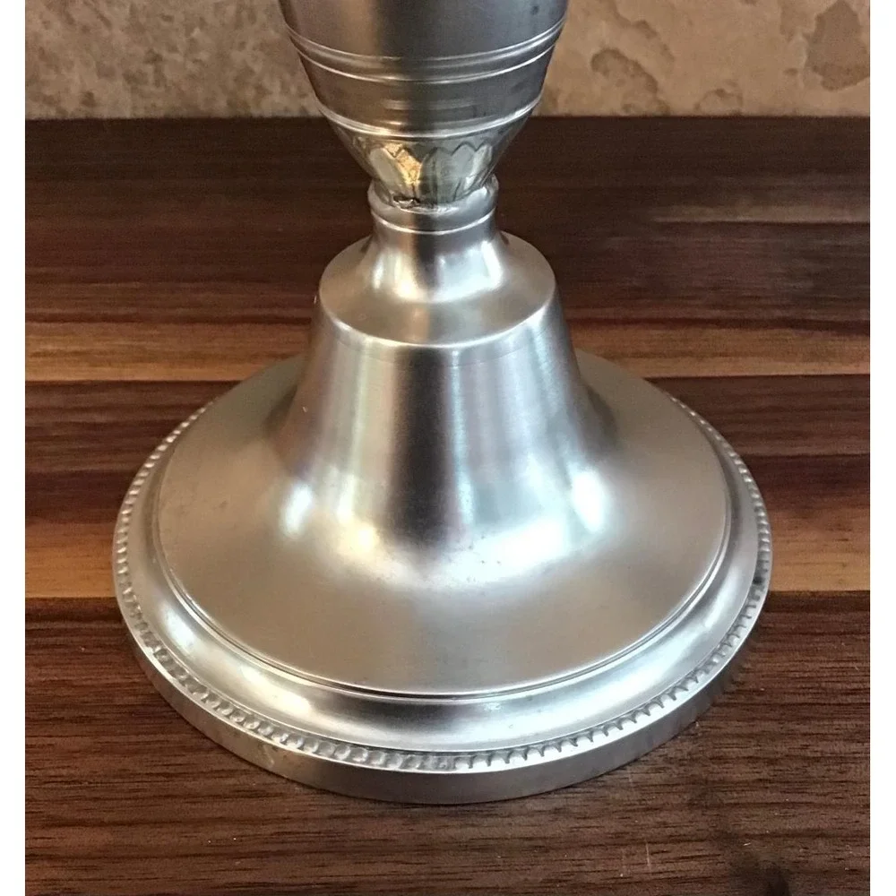 VTG Pewter Candlestick Holders Beaded‎ Base 5.5